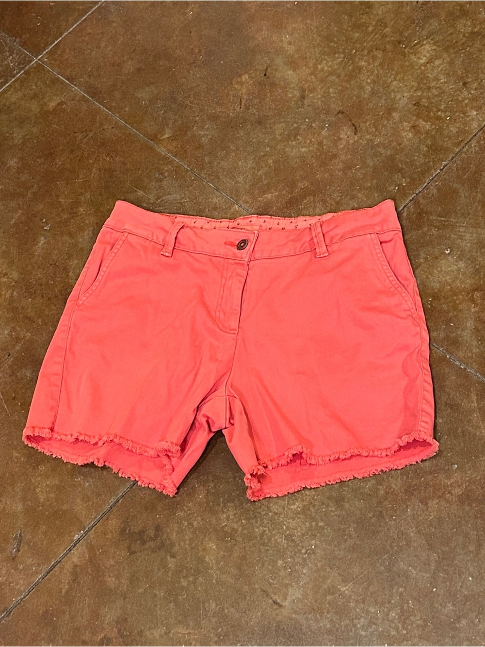 Women’s Coral Frayed Hem Jean Shorts
